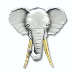 Pewter Elephant Brooch with Goldplated Tusks - 1232PP